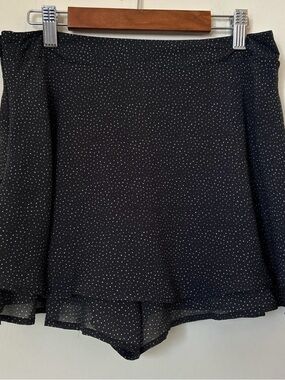 Black and white Polka Dot Chiffon type fabric Mini Skort